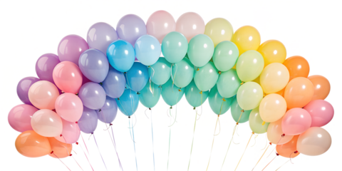 rainbow colorful pastel color balloons isolated on white background png