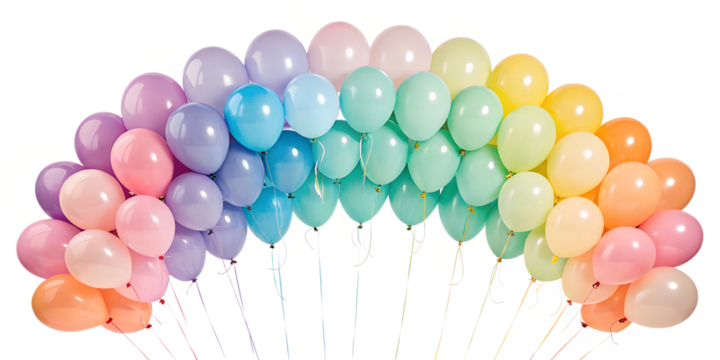rainbow colorful pastel color balloons isolated on white background png