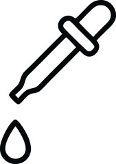 eyedropper pipette liquid drop outline icon on transparent background. vector illustration