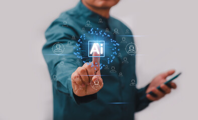 AI technology for HR, artificial intelligence with human resource management network concept by using ai, Automate the hiring process.