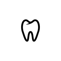 Tooth black icon symbol silhouette flat design style sign.