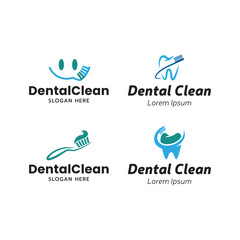 Set of Tooth logo. Toothbrush logo isolated on white background.