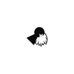 Bat and keyhole negative space logo.