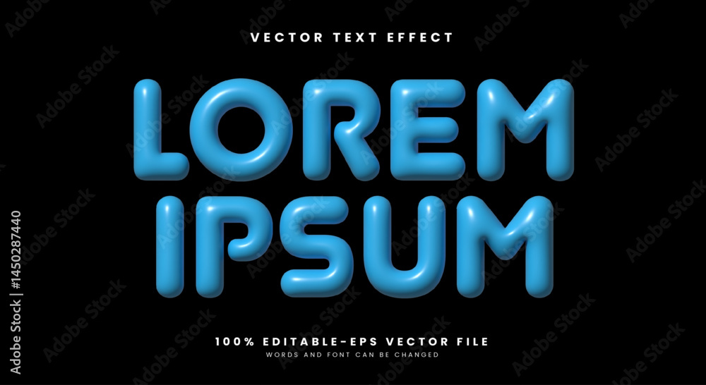 Poster lorem ipsum 3d inflated editable text effect template suitable for cute style