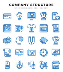Company Structure Two Color icons collection. 25 icon set. Vector illustration.