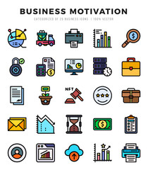 Business Motivation web icons in Lineal Color style.