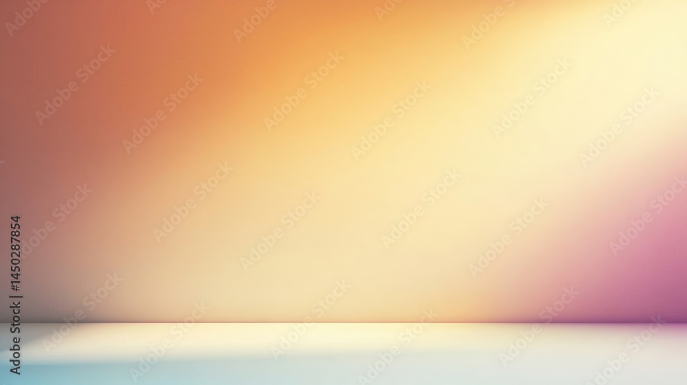 Poster Abstract gradient background with soft lighting and pastel color transitions in the room with floor