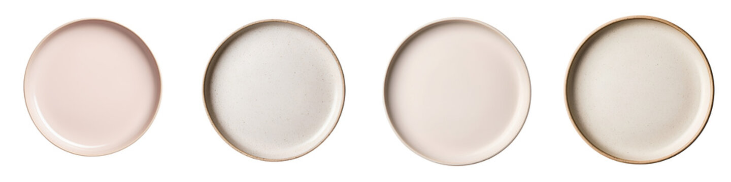 Stack of minimalist ceramic plates in neutral tones