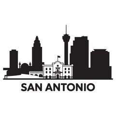 Naklejka premium San Antonio Texas USA City Skyline Vector Black silhouettes. with white background