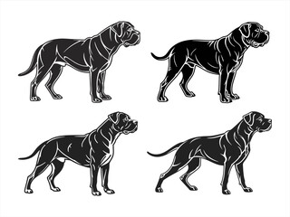 Fototapeta premium mastiff sihouette black vector bundle
