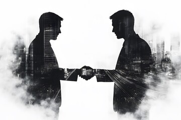 Professional handshake showing business cooperation and partnership in modern city environment

