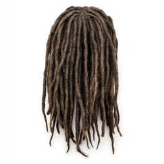Long dreadlocks displayed in an artistic manner on white background