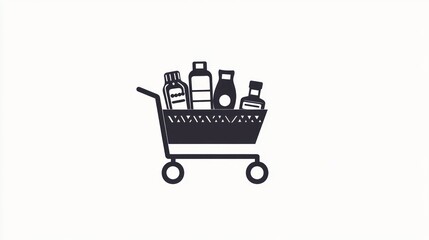 Shopping Cart Filled with Groceries; Online Grocery Store