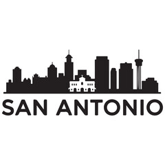 Obraz premium San Antonio Texas USA City Skyline Vector Black silhouettes. with white background