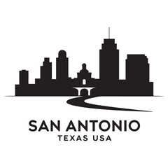 Obraz premium San Antonio Texas USA City Skyline Vector Black silhouettes. with white background