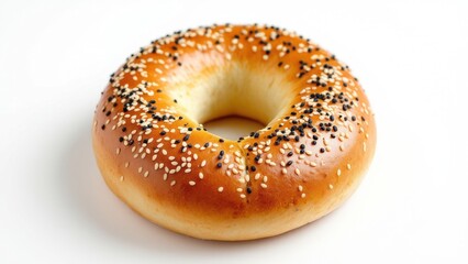 Fresh breakfast bread bagel roll isolated on white