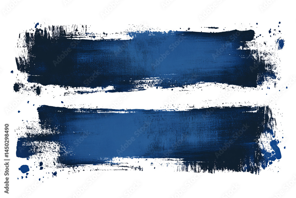Aufkleber set of several different blue ink or paint strokes on transparent background. grunge style. abstract