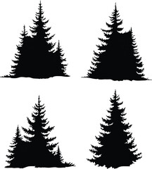 Christmas or Pine tree silhouette set