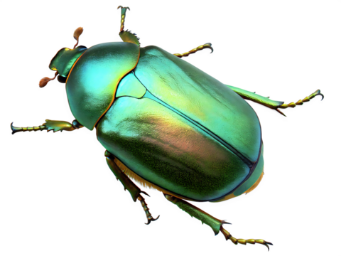 animal10 green june beetle bug insect grub isolated on white background, PNG