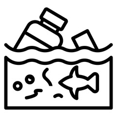 Water Pollution Vector Line Icon Design