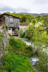 Lez River in the Couserans region of Ariège, from the hamlet of Ourjout in the village of Les Bordes-sur-Lez