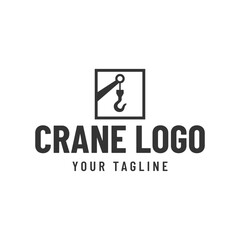 Crane hook logo. heavy equipment or construction logo isolated on white background.