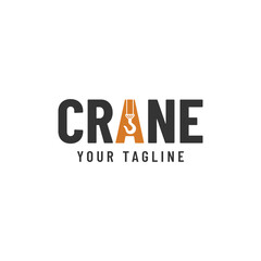 Crane hook logo. heavy equipment or construction logo isolated on white background.