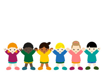 手をつなぐ様々な人種の子どもたち