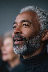 diverse group of people singing joyfully with blurred background allowing focus on expressions