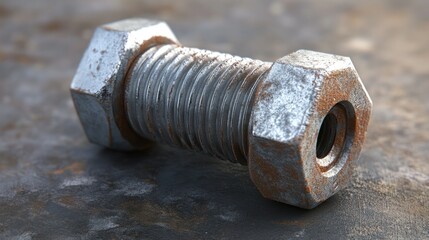 Rusted metal bolt and nut
