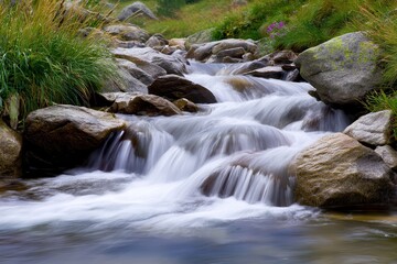 Fototapeta premium Flowing stream rocky landscape