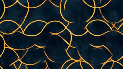 Intricate, gold-lined pattern on a deep navy background.