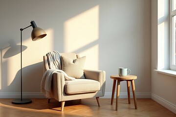 Cozy reading nook bathed in sunlight