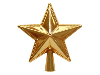 Fototapeta premium Golden Star Christmas Tree Topper isolated on white background PNG