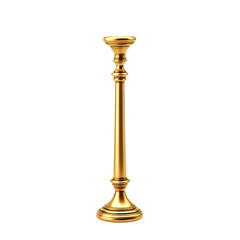 Fototapeta premium Gold candle holder, tall, slender, elegant. Features a classic design with a tapered, round shape. Solid, polished finish