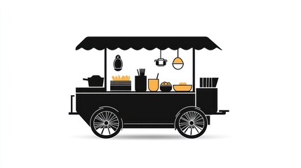 Obraz premium Street Food Cart Silhouette, Showing Food Items, Perfect for Restaurant Design