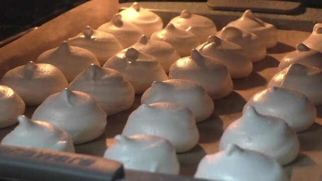 timelapse of marshmallow baking in the oven. marshmallow. Dessert. Food