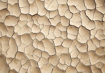 Close-up of cracked dry brown earth with irregular fissures.
