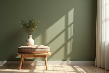 Serene room with sunlit vase