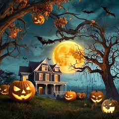 halloween background with pumpkin