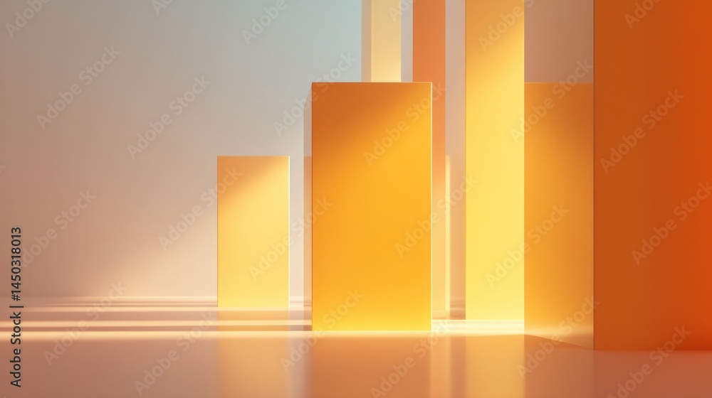 Poster minimalistic composition showcasing intriguing mirror reflections against vibrant backdrop