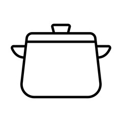 Illustration of a black icon of a cooking pot on a white background