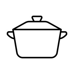 
Illustration of a black icon of a cooking pot on a white background