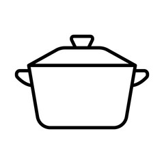
Illustration of a black icon of a cooking pot on a white background