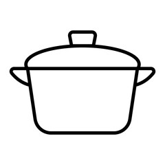
Illustration of a black icon of a cooking pot on a white background