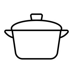 
Illustration of a black icon of a cooking pot on a white background