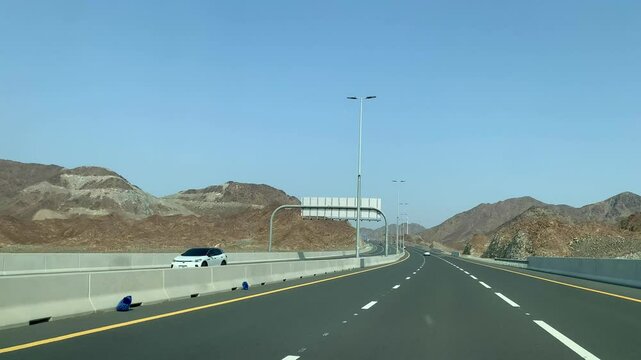 Driving in the Hajar Mountains between Hatta on the Oman border and Dubai