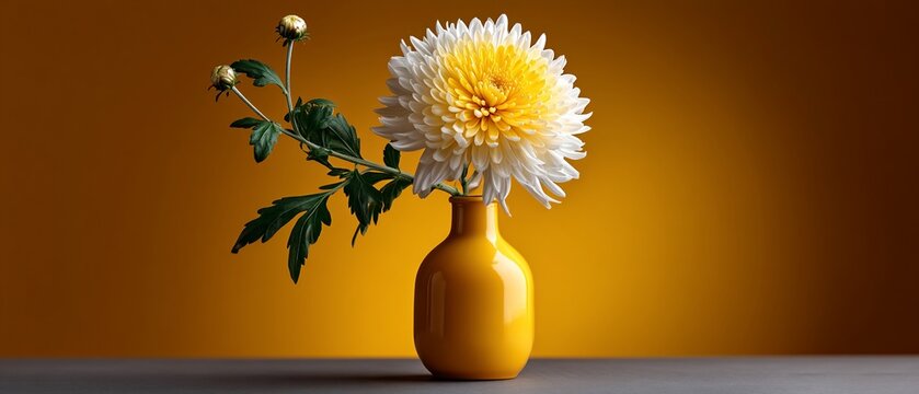 Cheerful bloom in golden vase
