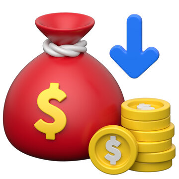 Cost Reduction 3D icon on transparent background