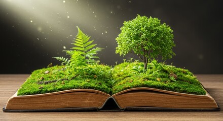 Miniature Forest Growing from Open Book Environmental Education